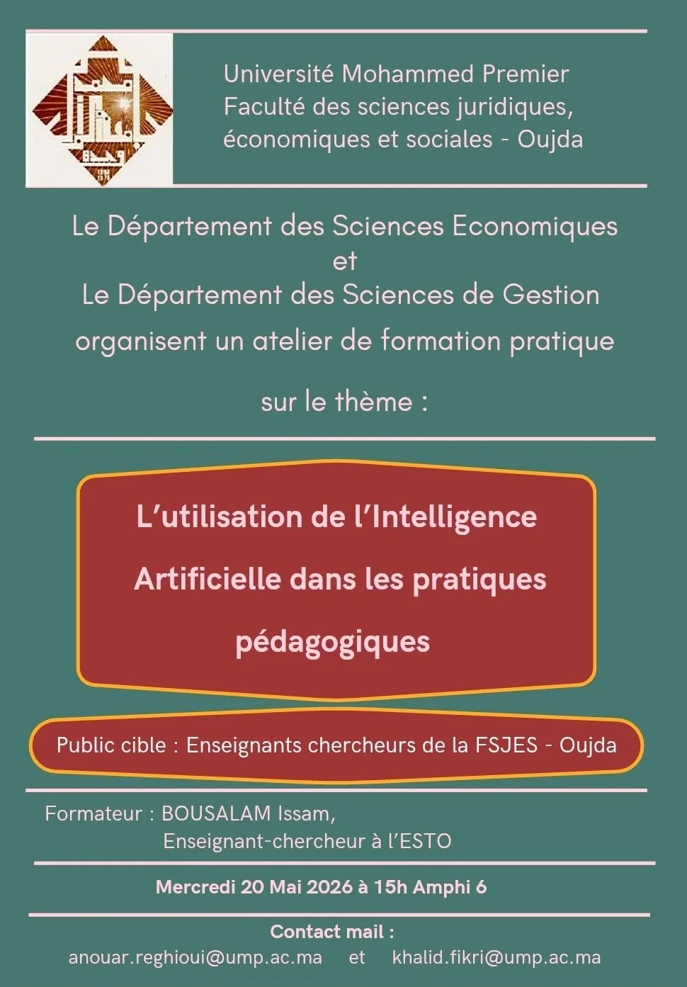 Atelier de formation : L'utilisation de l'Intelligence Artificielle dans les pratiques pédagogiques