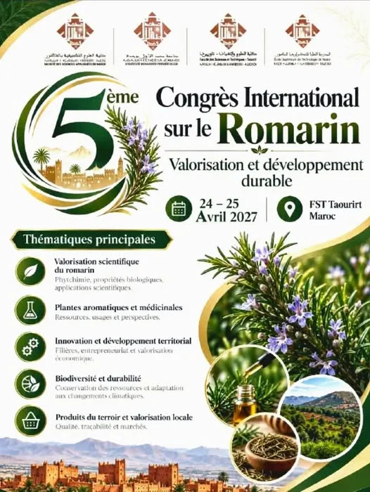 Cinquième édition du Congrès International sur le Romarin : Valorisation et Développement Durable