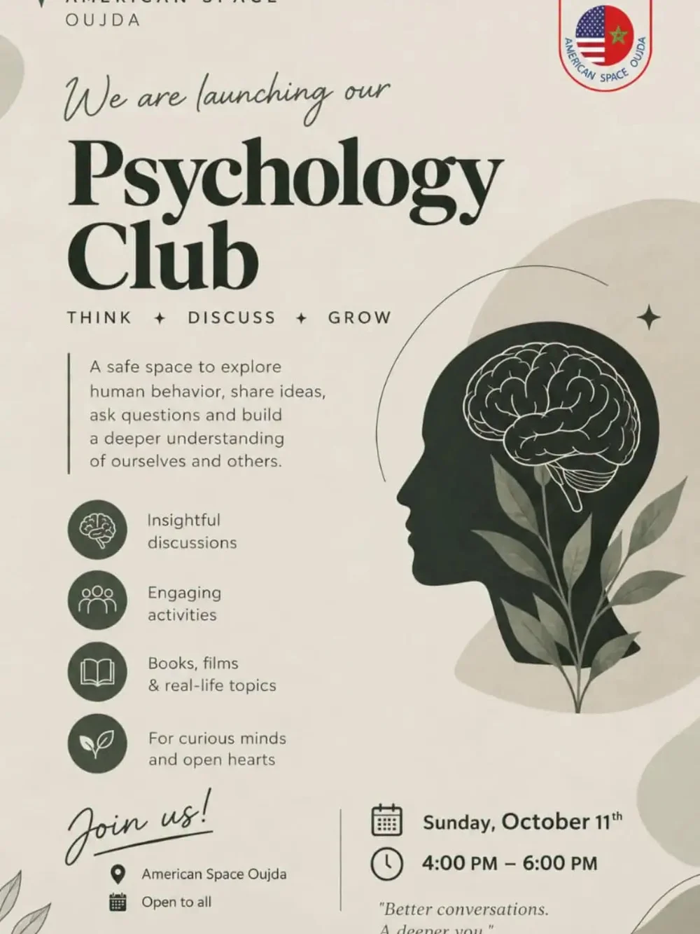 Premier rencontre du club de psychologie : Exploration de l'esprit humain